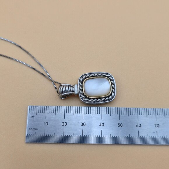 18 Inch Sterling Silver And 14kt Accent Mother Of Pearl Necklace A5550 - Picture 8 of 9